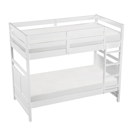 Bunk Bed Twin Over Twin White Finish Sturdy Wood Frame Guard Rails Youth Bedroom Furniture 1pc - sold by Home Elegance USA