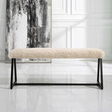 Taupo Sheepskin Bench - Beige / Black by Uttermost - View 3