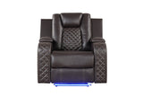 Benz LED & Power Recliner 3 PC Made With Faux Leather in Brown | Home Elegance USA