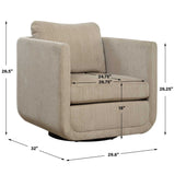 Abound Swivel Chair Porcelain - Beige by Uttermost - View 9