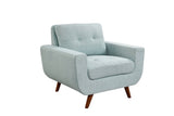 41”Linen Fabric Accent Chair, Mid Century Modern Armchair for Living Room, Bedroom Button Tufted Upholstered Comfy Reading Accent Sofa Chairs, Light Blue - Home Elegance USA