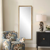 Kampar Full Length Rattan Tall Mirror - Gold by Uttermost - View 2