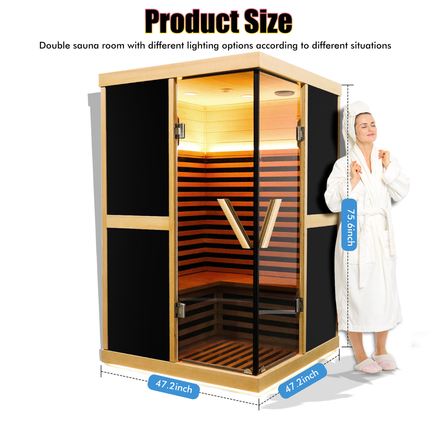 Double person V-shaped far infrared sauna room - Home Elegance USA