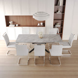 62.4' extendable 78.15' dining Table Set for 6-8 Person for Dining Room,C-shaped Tube Soft padded armless dining chair and Very large Dining Room Table Kitchen Table Chair Set with metal Legs