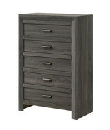 1pc Rustic Contemporary Chest Five Storage Drawers Rustic Gray Finish Bedroom Wooden Furniture