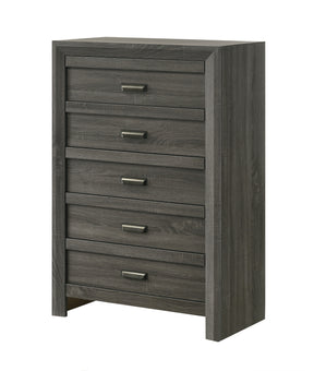 1pc Rustic Contemporary Chest Five Storage Drawers Rustic Gray Finish Bedroom Wooden Furniture