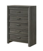 1pc Rustic Contemporary Chest Five Storage Drawers Rustic Gray Finish Bedroom Wooden Furniture