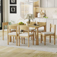 TREXM 7-Piece Retro Dining Table Set for 6, Wood Dining Table Set for 6 with Upholstered Chairs for kitchen & Dining Room (Natural Wood Wash) - sold by Home Elegance USA