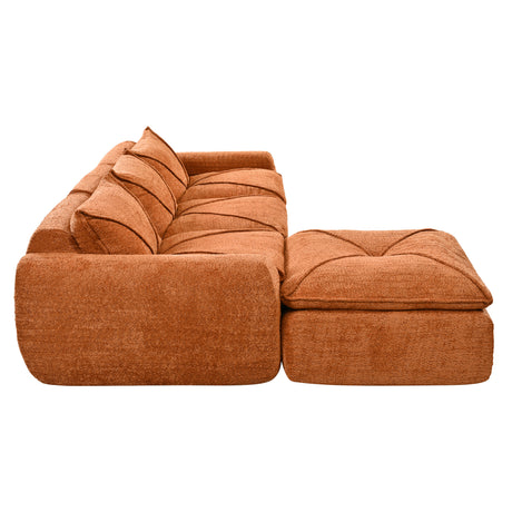 116'' Fully Compressed Sofa with High Density Foam, Integrated Backrest&Seat Cushion, Decorative Edging, Legless Design without Frame, No Assembly Required, Free Combination, Particle Chenille - sold by Home Elegance USA