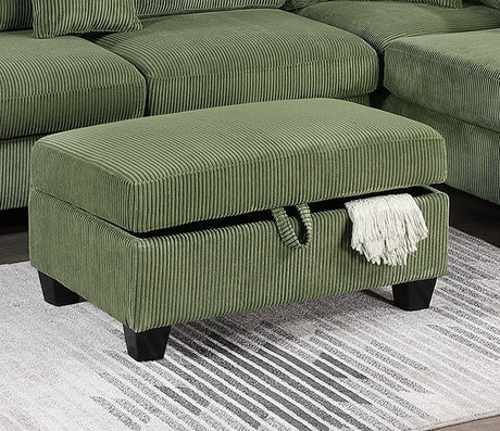 Gorgeous Sage Color 3pc Sectional Set Corduroy Upholstered LAF Sofa RAF Chaise Ottoman L-Sectional Living Room Furniture - sold by Home Elegance USA