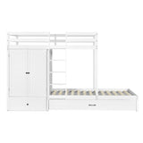 Twin-over-twin Bunk Bed with Wardrobe, Drawers and Shelves, White - Home Elegance USA