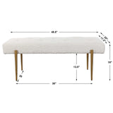 Olivier Bench - White / Gold by Uttermost - View 10