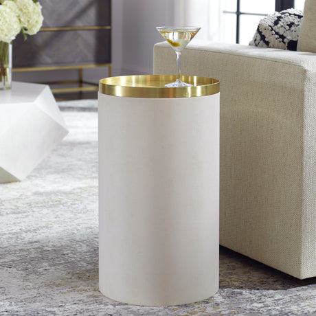 Circuit Brass & White Accent Table - White / Gold by Uttermost - View 2