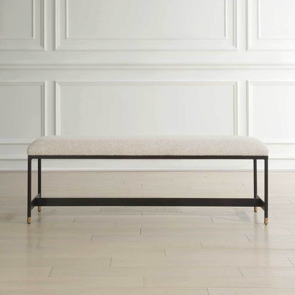 Halston Upholstered Bench - White / Black by Uttermost - View 3