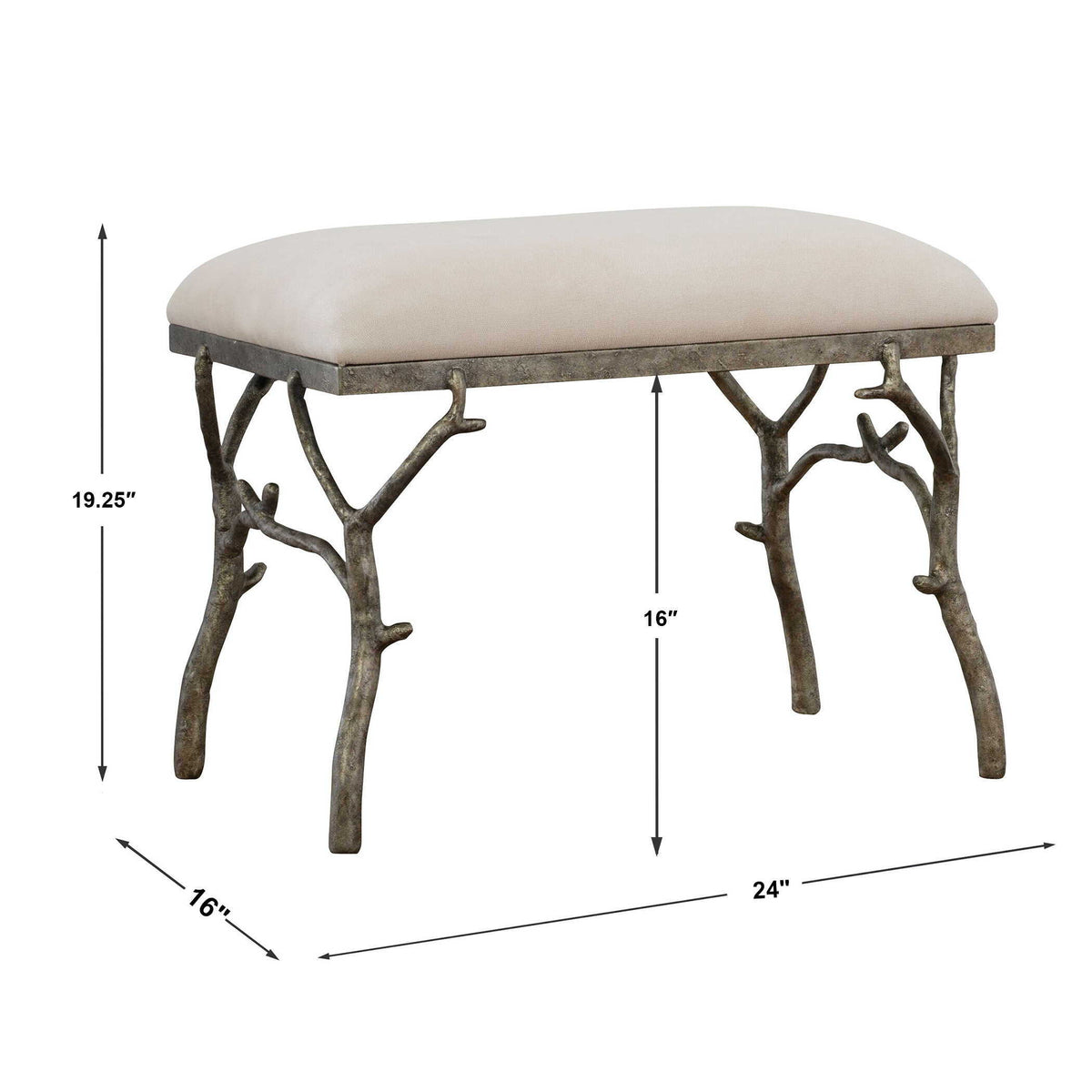 Lismore Small Fabric Bench - Beige / Dark Brown by Uttermost - View 6