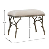 Lismore Small Fabric Bench - Beige / Dark Brown by Uttermost - View 6