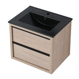 24" Bathroom Vanity, With Black Ceramic Sink And 2 Soft Close Drawers(BVA02524PLO - G - BL9060BK)W1286S00035 - W999S00079 - image - 9