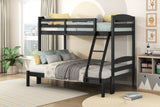 Twin over Full Bunk Bed with Guard Rails 1pc Sturdy Wooden Black Finish Youth Bedroom Furniture - sold by Home Elegance USA