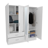Bolton 160 Armoire, Six Shelves, Two Double Door Cabinets, Two Mirrors, Two Drawers, White - sold by Home Elegance USA