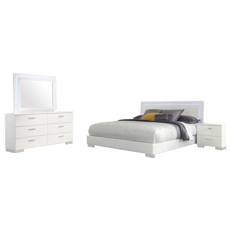 Dulcey White High Gloss 4-piece Queen Bedroom Set - sold by Home Elegance USA
