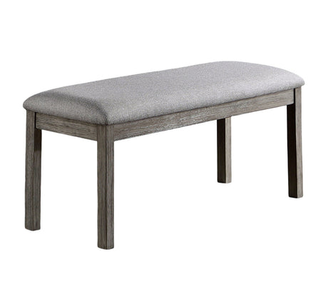 Dining Table 4x Side Chairs Bench 6pcs Dining Set Grey Finish Dining Room Furniture Fabric Seat Rustic Style - sold by Home Elegance USA
