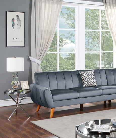 Contemporary 2-Pcs Sectional Set Living Room Furniture Dark Gray Velvet Couch Left Facing Sofa, Right Facing Loveseat Wedge Plush Cushion - sold by Home Elegance USA