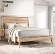Classic Style Queen Bed Natural Oak Finish Wooden Bedroom Furniture 1pc, Mid-Century Modern Design