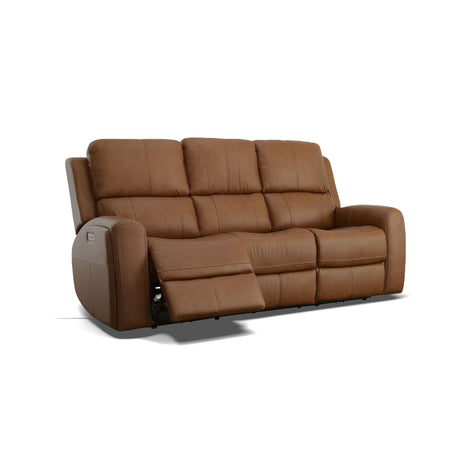 Linden Power Reclining Sofa With Power Headrests & Lumbar - Caramel | Flexsteel