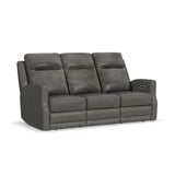 Maxwell Power Reclining Sofa With Power Headrests And Lumbar - Cinder | Flexsteel