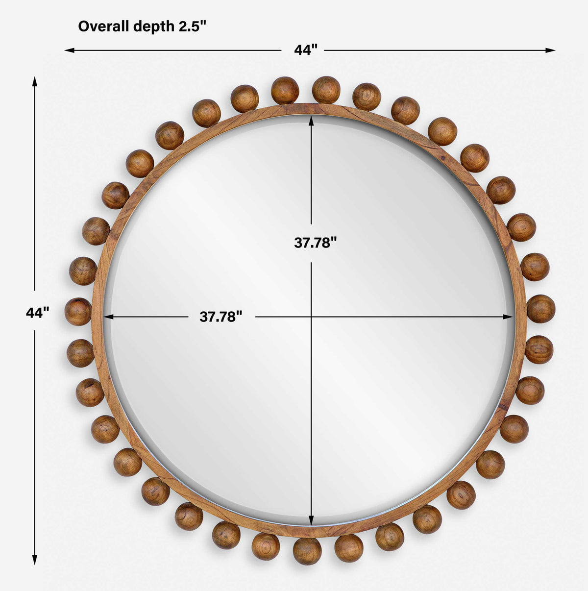 Cyra Wood Beaded Round Mirror - Bronze by Uttermost - View 9