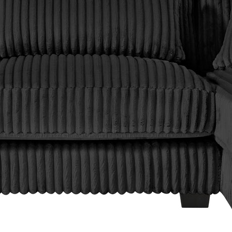 Modern Oversized U-shaped Sectional Sofa with Chaise Lounge Upholstered in Soft Black Corduroy - sold by Home Elegance USA