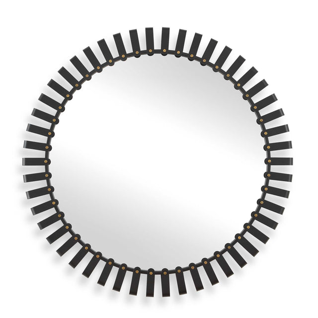 Jael Round Iron Bands Mirror - Black by Uttermost - View 1