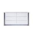 Moon Smooth White Dresser with LED Lighting in Solid Wood and MDF, 61 Inches