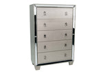 Traditional Silver Finish 1pc Chest Bedroom Furniture Stainless Deco Panel 5-Drawers Hanging Pull Storage Space