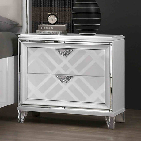 Contemporary Style 1pc Nightstand Hidden Jewelry Drawer Acrylic Legs USB Port White Finish Bedroom Furniture