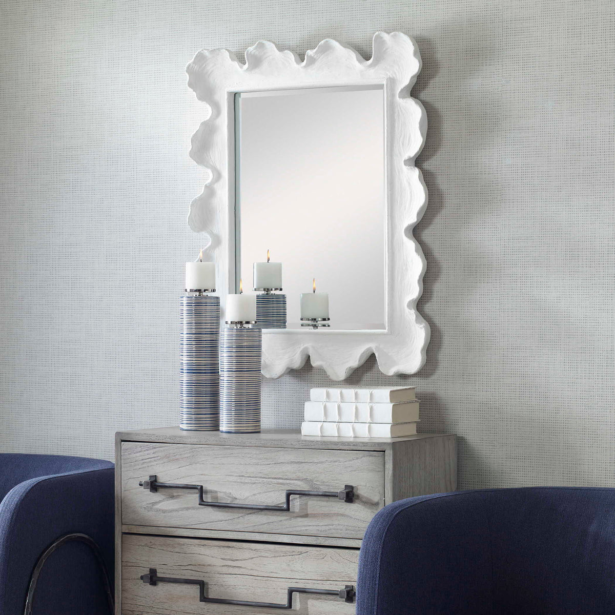 Sea Coral Coastal Mirror - Silver / White by Uttermost - View 9