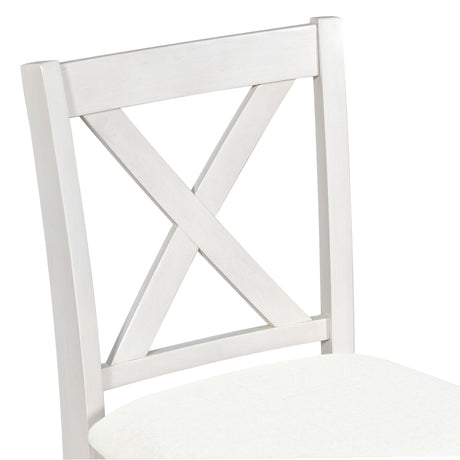 TOPMAX 5 Pieces Counter Height Rustic Farmhouse Dining Room Wooden Bar Table Set with 4 Chairs, White - sold by Home Elegance USA