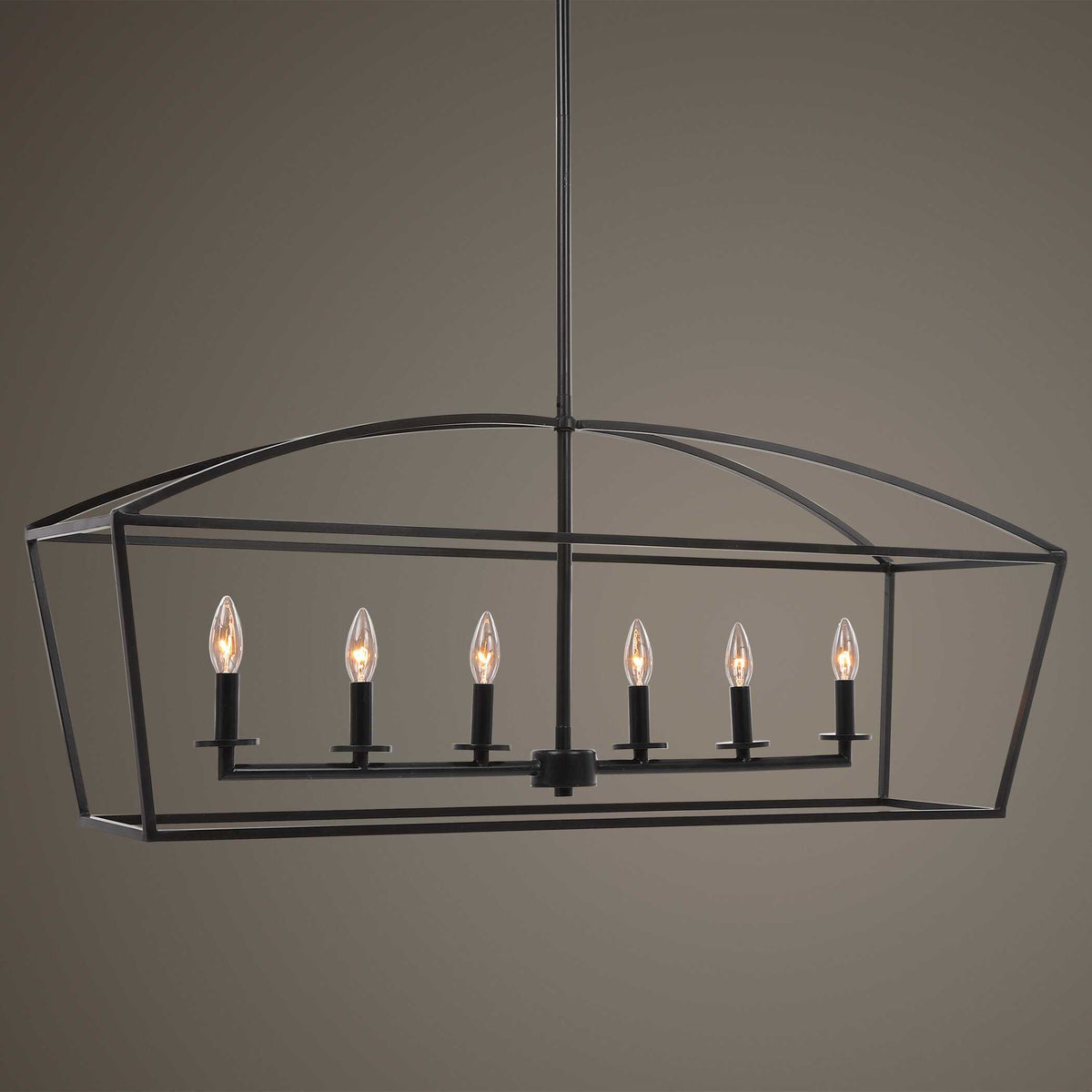 Clayton 6 Light Linear Chandelier - Black by Uttermost - View 2
