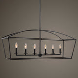 Clayton 6 Light Linear Chandelier - Black by Uttermost - View 2