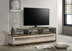 1pc TV Stand Two-tone Wood Finish Contemporary Open Shelving Spacious Drawers Concealed Storage Wooden Living Room Furniture - sold by Home Elegance USA