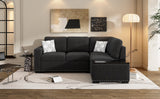 L-Shaped Reversible Sectional Sofa Bed with Storage - 83.8 inch, Pull-Out Couch, USB Ports, Power Outlets & Cup Holder, Black - Home Elegance USA