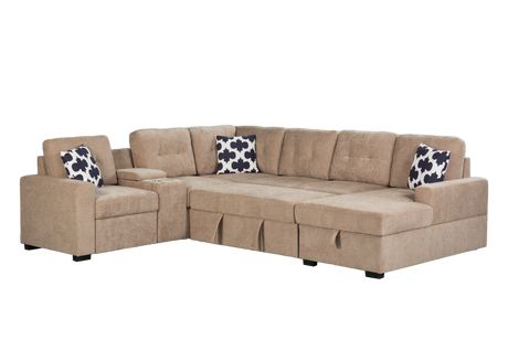 Multifunctional Modular L - Shaped Sectional Sofa with Built - in Cup Holders, Hidden Storage Compartments and Convertible Seating Design - sold by Home Elegance USA