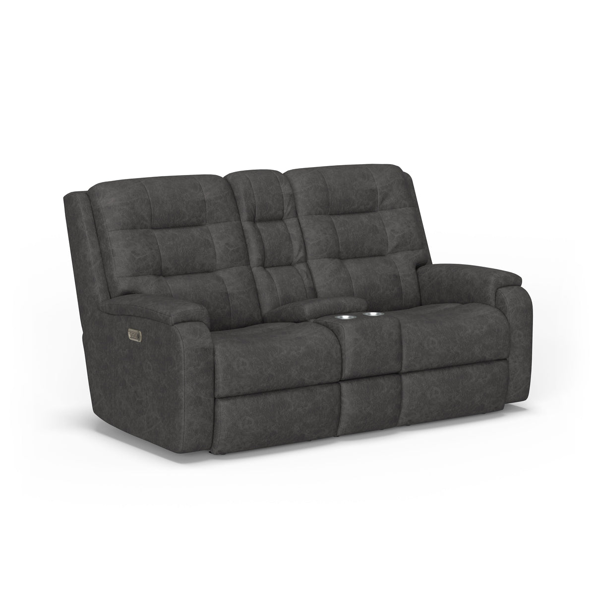 Arlo Transitional Leather Power Reclining Loveseat With Console & Power Headrests & Lumbar | Flexsteel