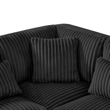 Modern Oversized U-shaped Sectional Sofa with Chaise Lounge Upholstered in Soft Black Corduroy - sold by Home Elegance USA