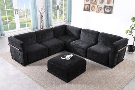 120' length , Fashionable modular sofa with iron and wood frame chenille sofa, black ,uitable for living room - sold by Home Elegance USA