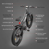 AOSTIRMOTOR S18 26" 750W Electric Bike Fat Tire 48V 15AH Removable Lithium Battery for Adults - S18 - GREY - Home Elegance USA - 5