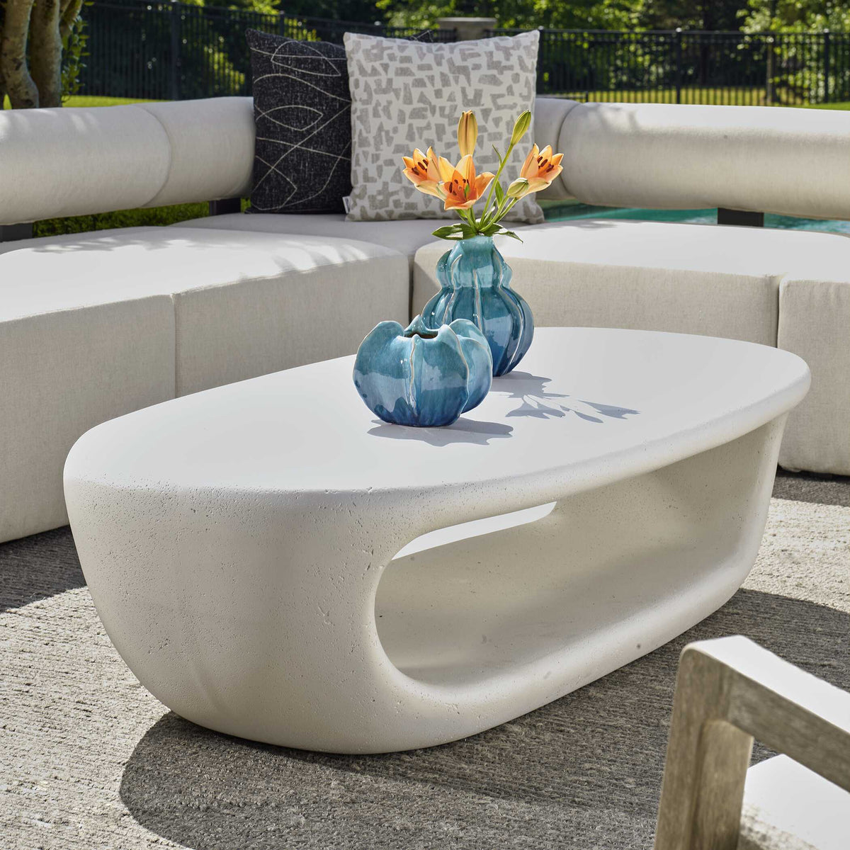 Leyton Outdoor Coffee Table - White by Uttermost - View 2