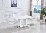 63"/78.7" Extendable Dining Table with Butterfly Leaf, High Gloss Lacquer Coating and Pedestal Base in White/Chrome - W1241S00156 - image - 1