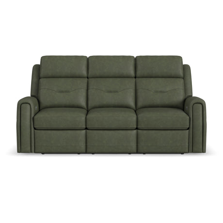 Felix Power Reclining Sofa With Power Headrest, Lumbar, Heat & Massage - Forest Green | Flexsteel