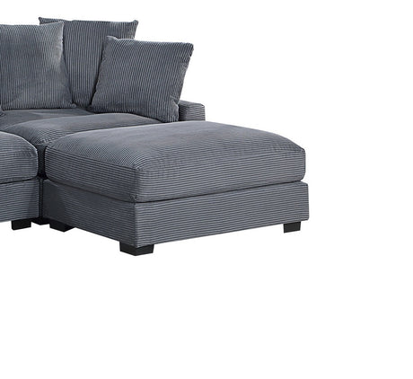 Contemporary Dark Gray 6pc Modular Sectional Set Corduroy Couch LAF & RAF Chairs 2x Armless Chairs 2x Ottomans Living Room Furniture - sold by Home Elegance USA
